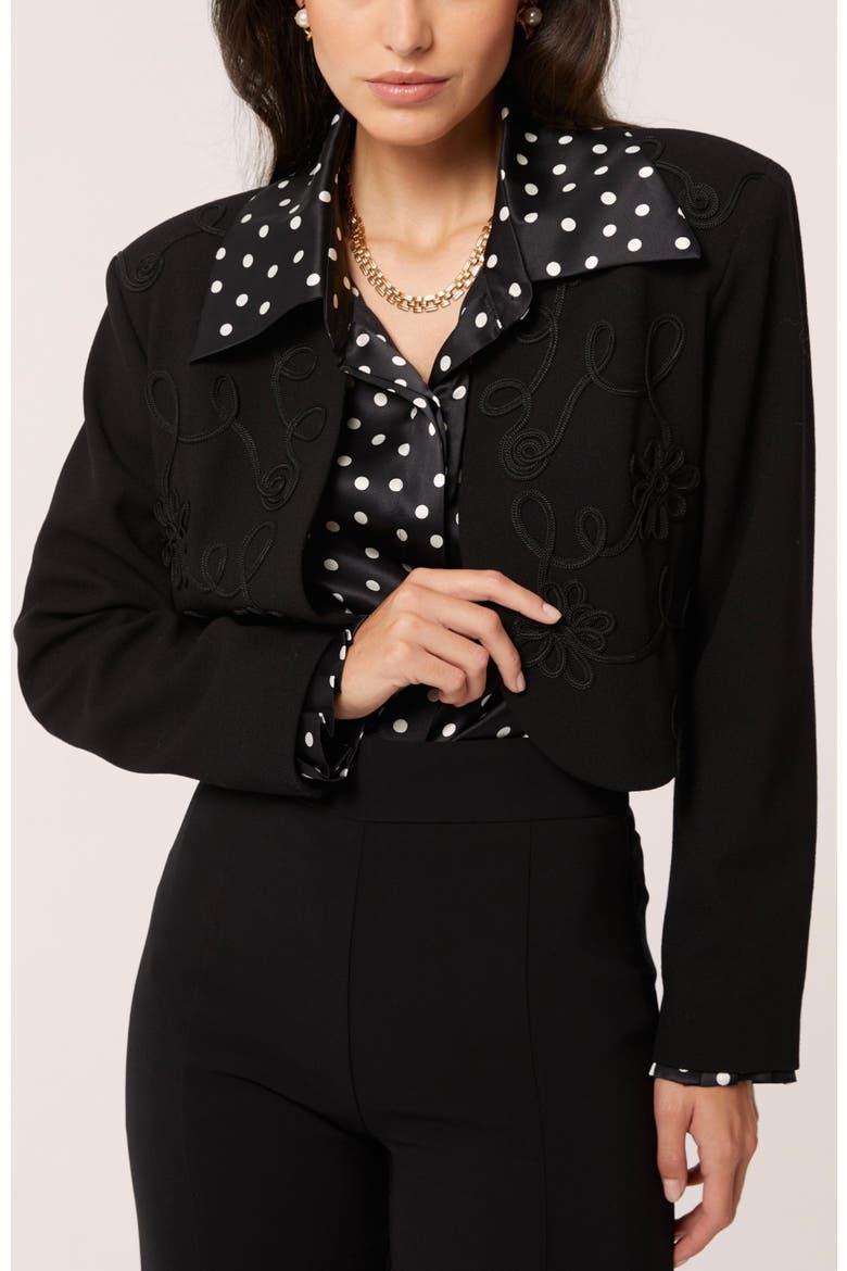 Antonia Silk Dots Blouse, Alternate, color, Black
