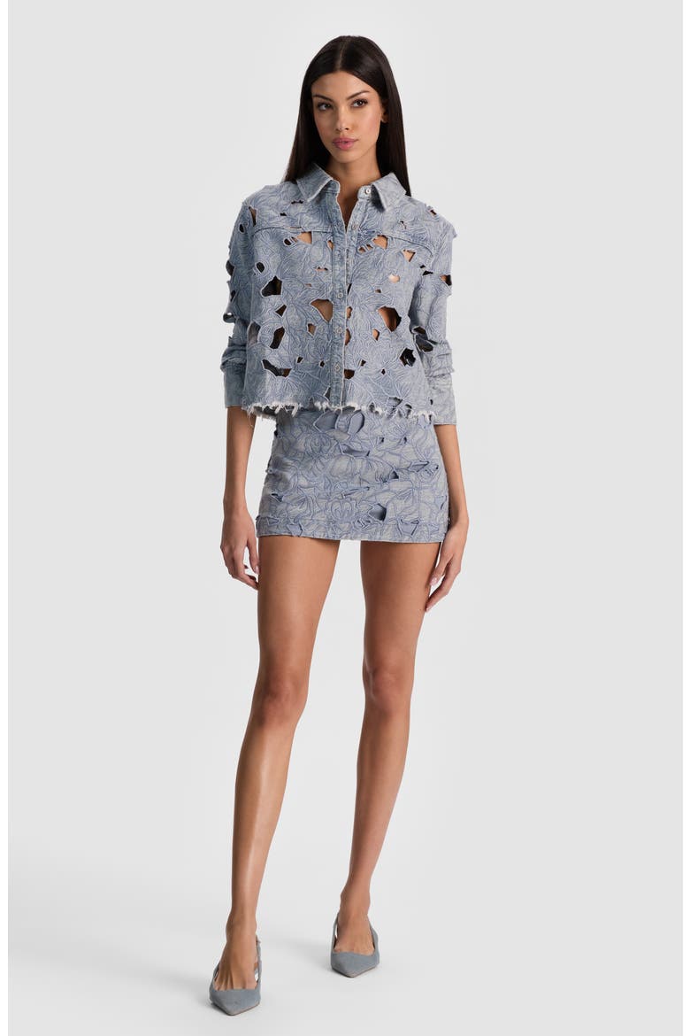 Embroidered Cutout Floral Denim Crop Shirt Jacket, Alternate, color, ROCKSTAR BLUE
