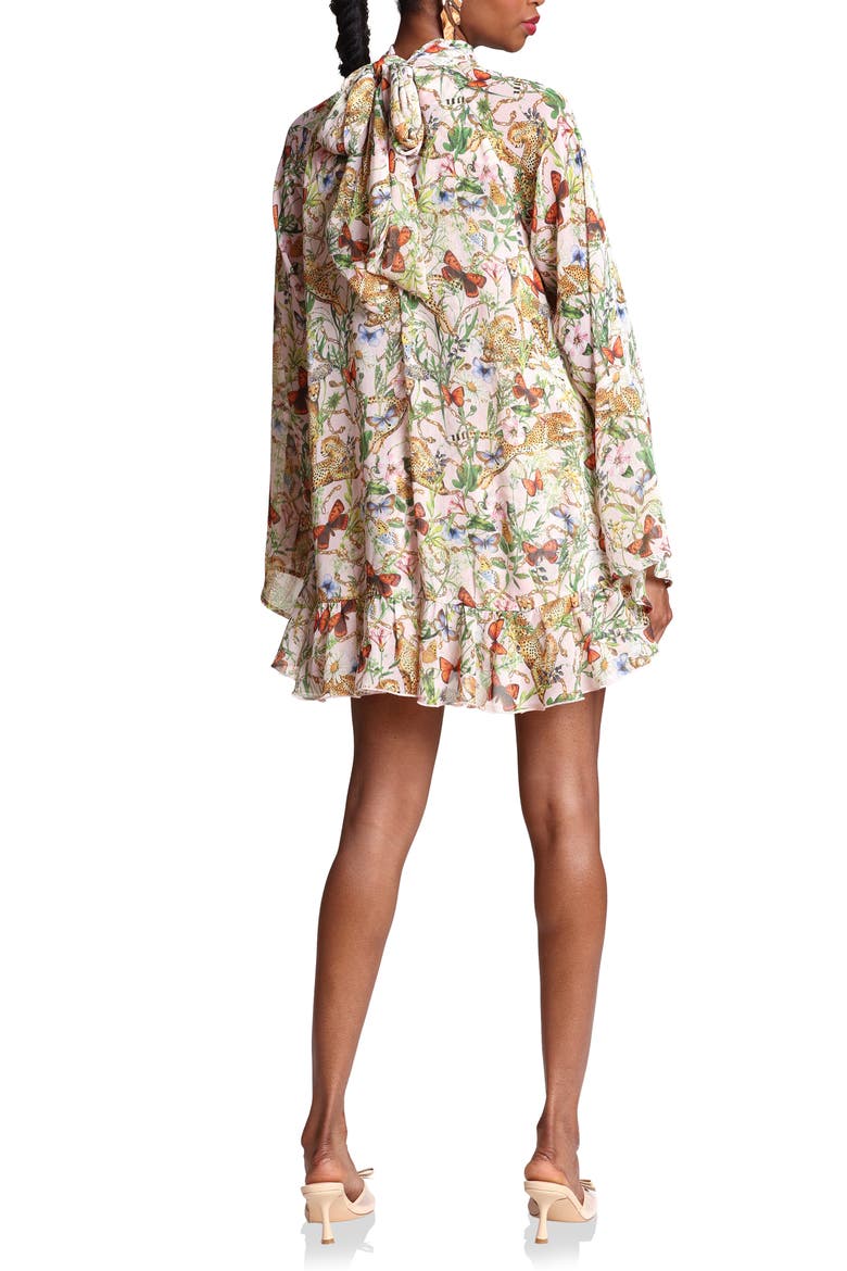 Mixed Print Long Sleeve Minidress, Alternate, color, PINK CHEETAH SCARF