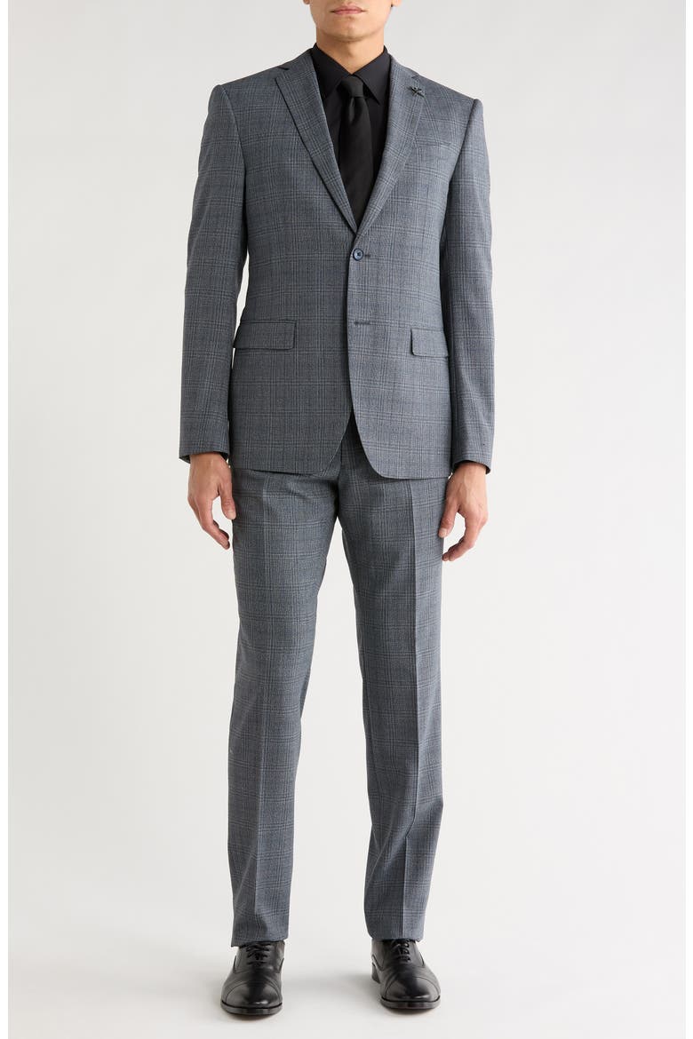 Plaid Two Button Suit, Main, color, CHARCOAL