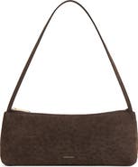 Mansur Gavriel Gaia Ostrich Embossed Suede Baguette Bag