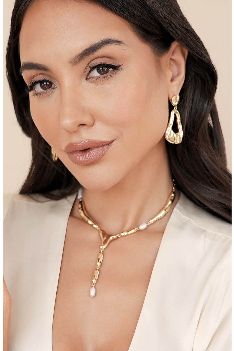 Molten Drop Earrings, Alternate, color, GOLD
