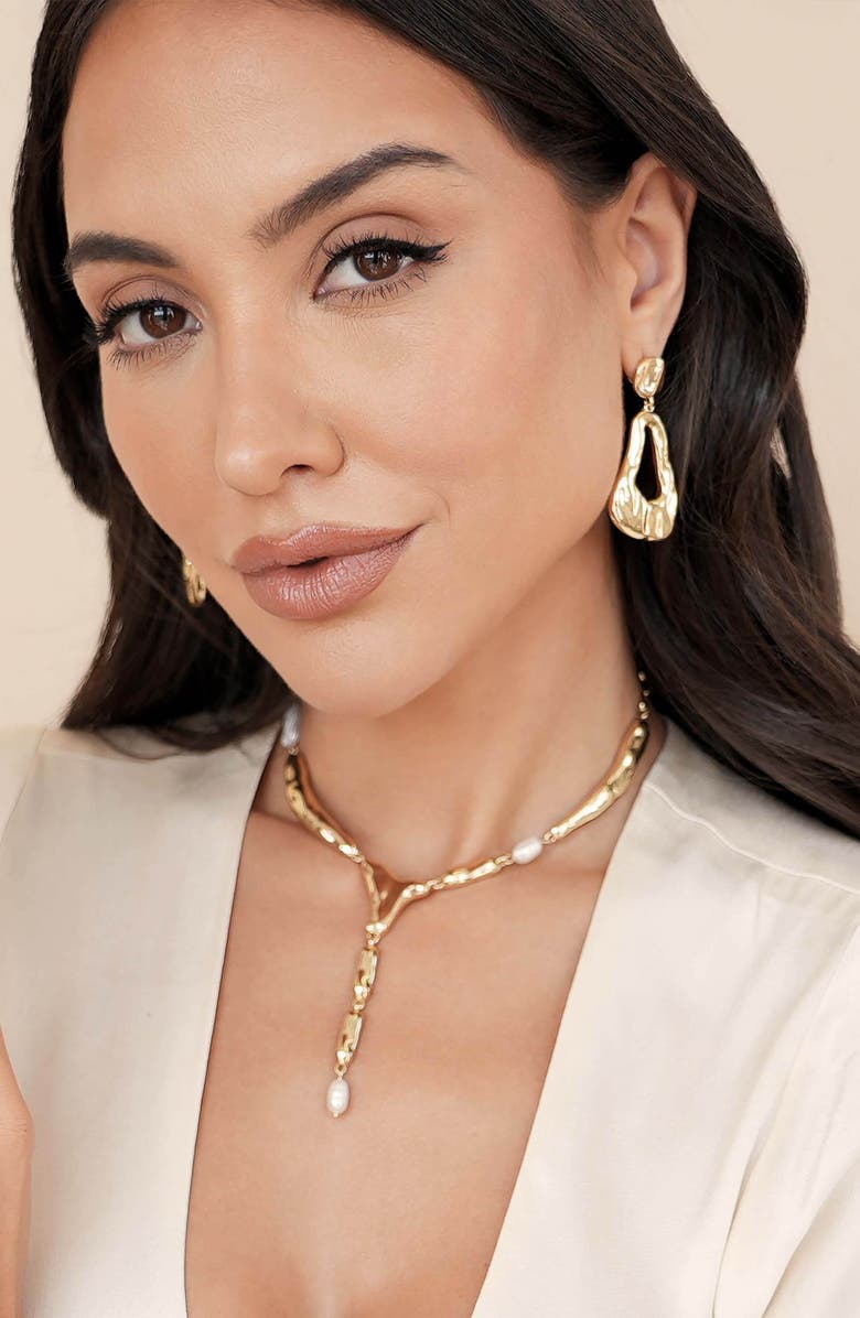 Ettika Molten Drop Earrings, Alternate, color, Gold