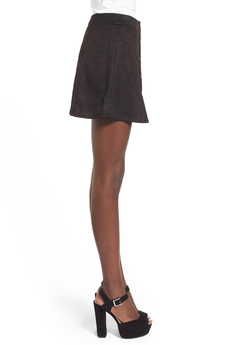 Faux Suede Skirt, Alternate, color, BLACK
