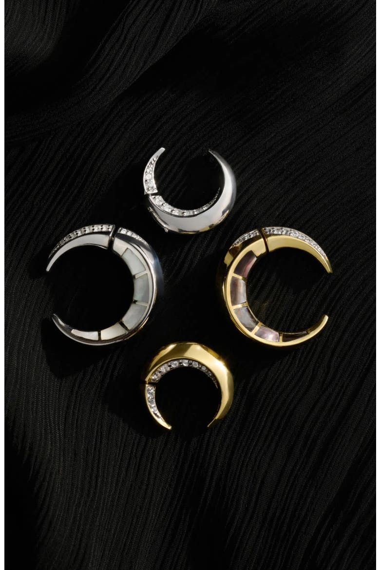 Crescent Moon Bypass Hoop Earrings, Alternate, color, 14K GOLD VERMEIL
