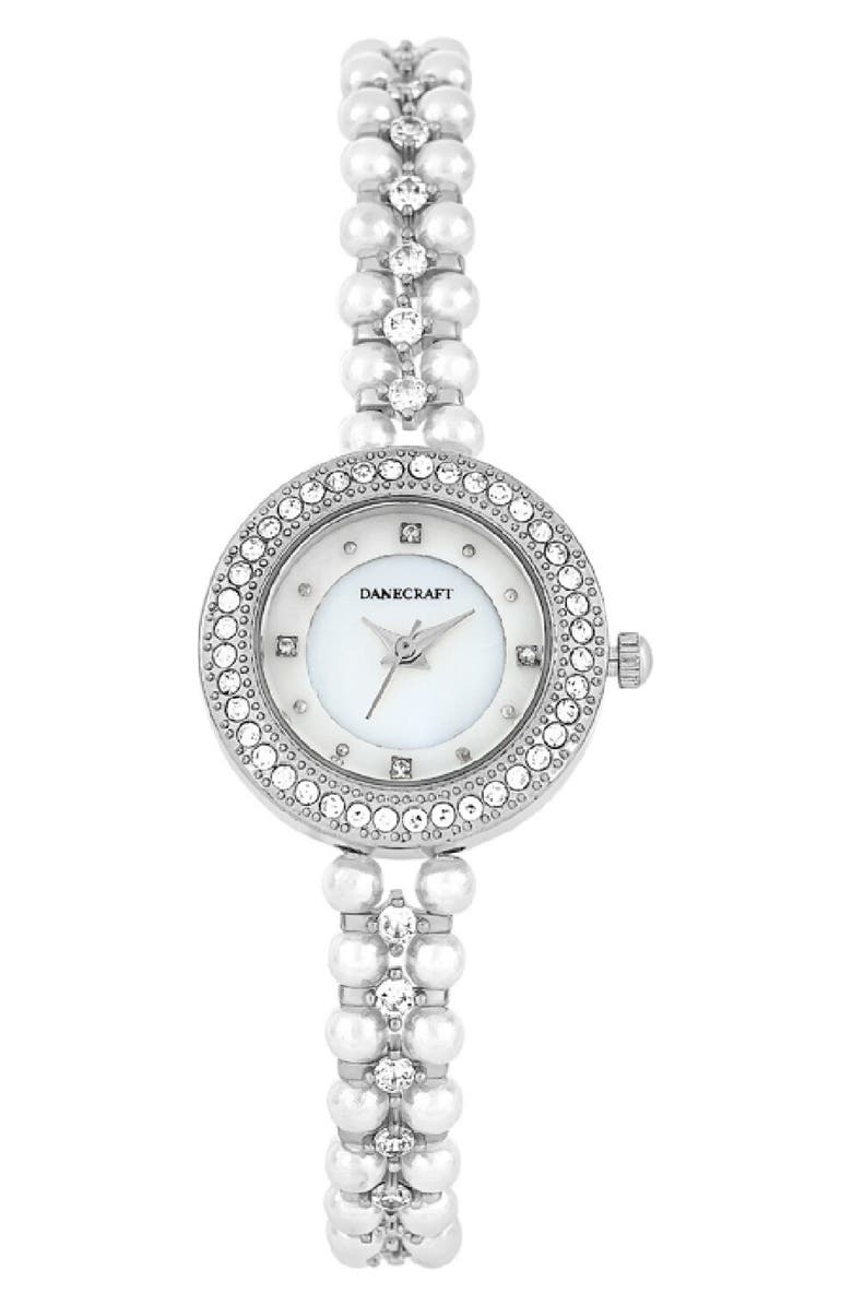 Danecraft Mother-of-Pearl Quartz Bracelet Watch, 25mm, Main, color, Silver