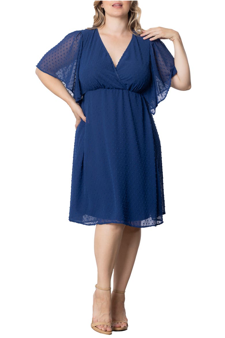 Florence Flutter Sleeve Dress, Main, color, DENIM BLUE DOT