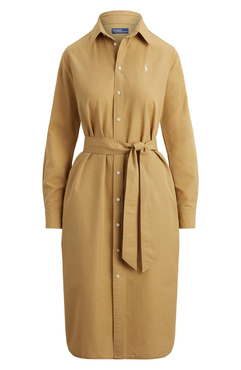 Polo Ralph Lauren Long Sleeve Linen Shirtdress, Alternate, color, Classic Camel