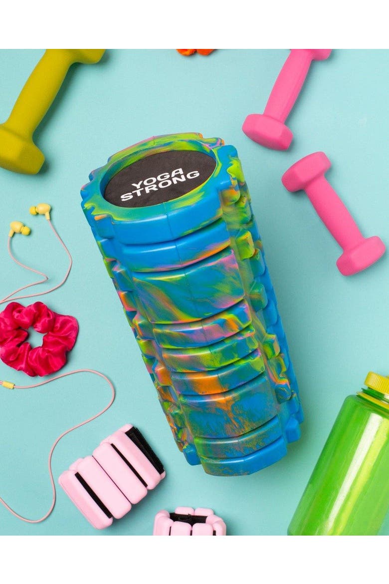 High Density Ridged Foam Roller, Alternate, color, Blue/Multi