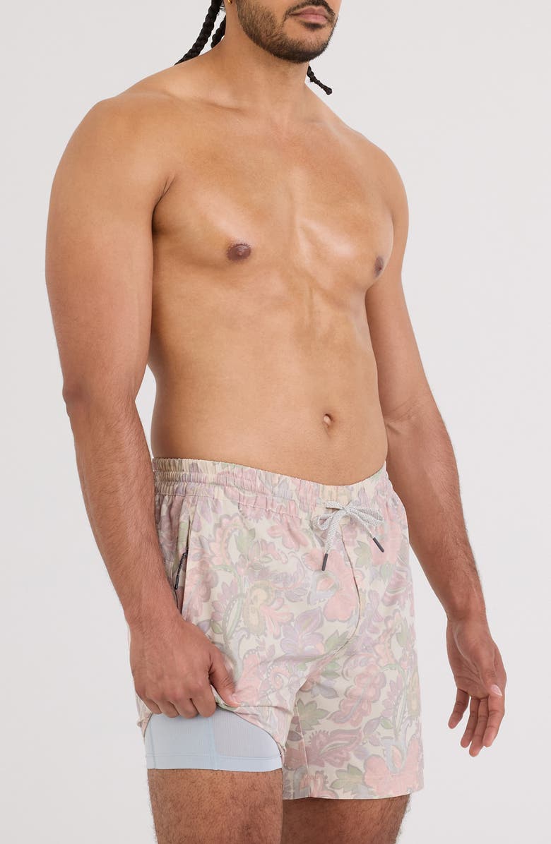 SAXX Sea to Shore 2N1 6-Inch Volley Swim Trunks, Alternate, color, Wild Paisley-Cream