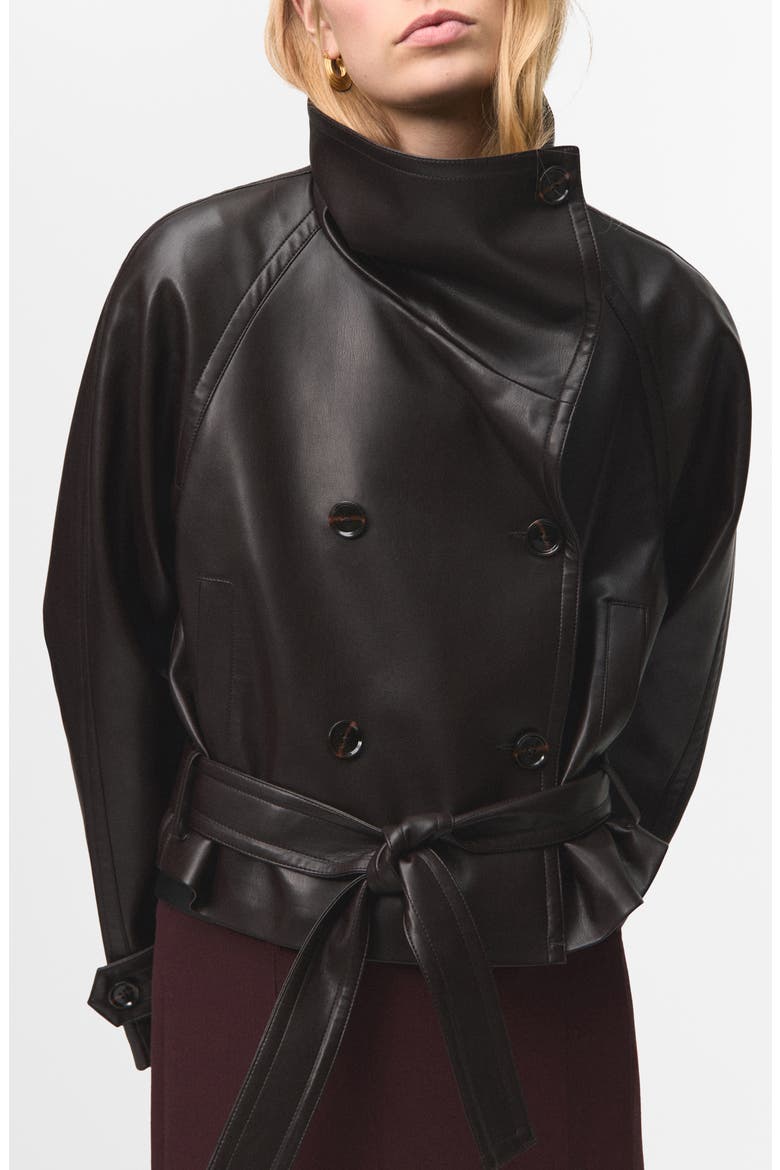 Faux Leather Maxi Jacket, Main, color, BROWN