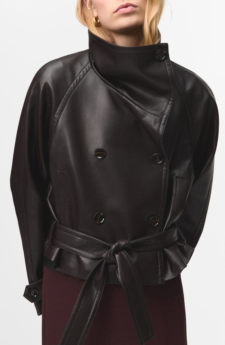 MANGO Faux Leather Maxi Jacket, Main, color, 