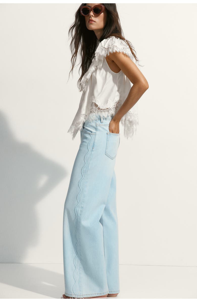 H&M Wide High Waist Jeans, Alternate, color, Light Denim Blue