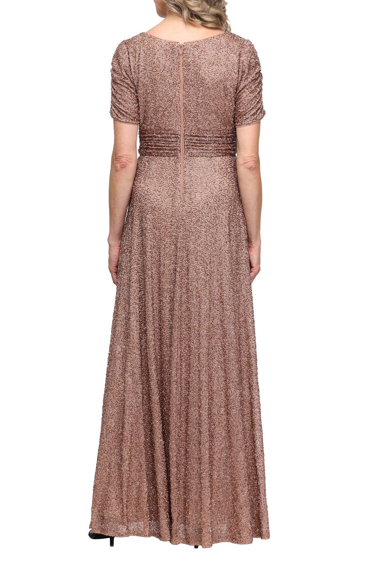 Sequin Empire Waist Gown, Alternate, color, CARAMEL