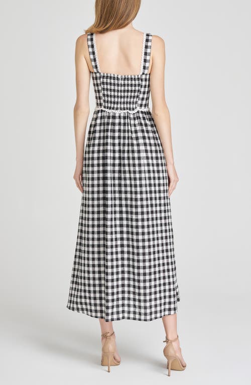 Wayf Gracie Gingham Linen Blend Midi Dress