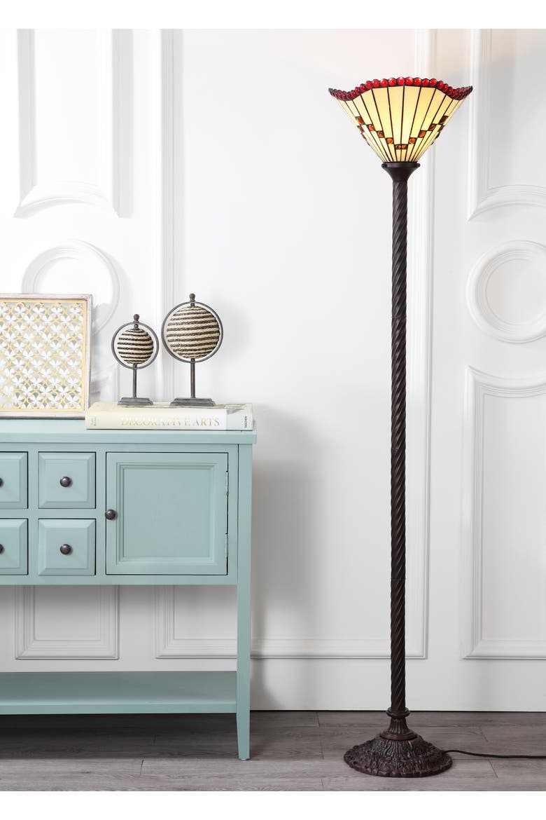 Smith Tiffany-Style 70.5" Torchiere LED Floor Lamp, Bronze, Alternate, color, Bronze