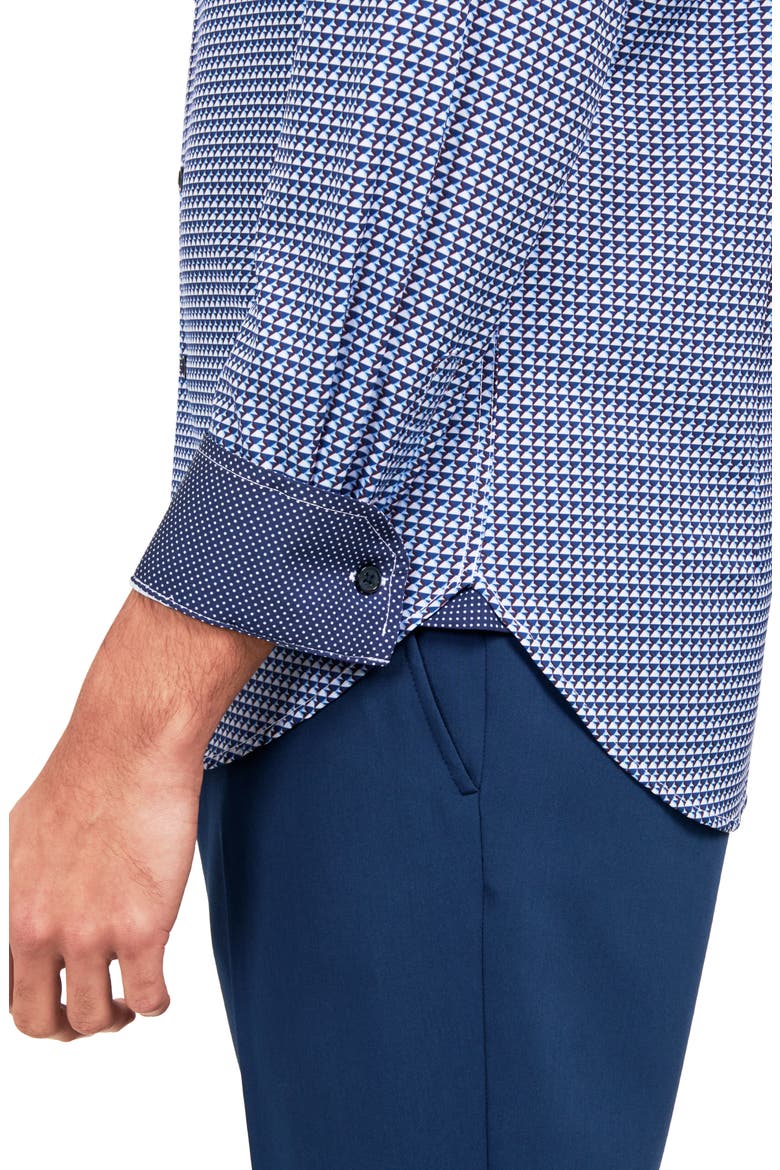Trim Fit Performance Geo Dress Shirt, Alternate, color, WHITE/ NAVY