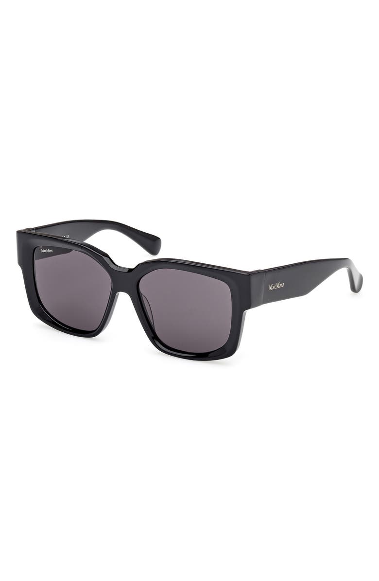Max Mara Glimpse 54mm Round Sunglasses, Alternate, color, Shiny Black/ Smoke Lenses