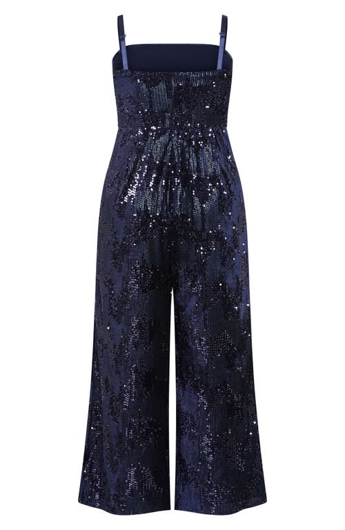 City Chic Sequin Sleeveless Wide Leg Jumpsuit In Blue