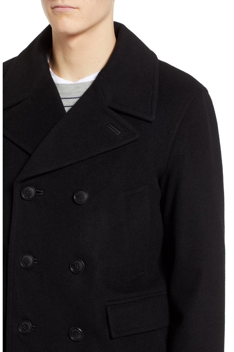 Maritime Wool Blend Peacoat, Alternate, color, BLACK