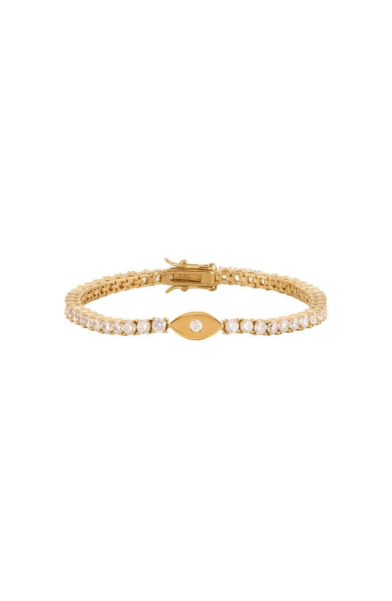 Karma and Luck Hopeful Abundance Evil Eye Tennis Bracelet, Main, color, Gold