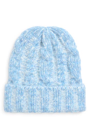 Melrose And Market Marled Cable Knit Beanie In Blue