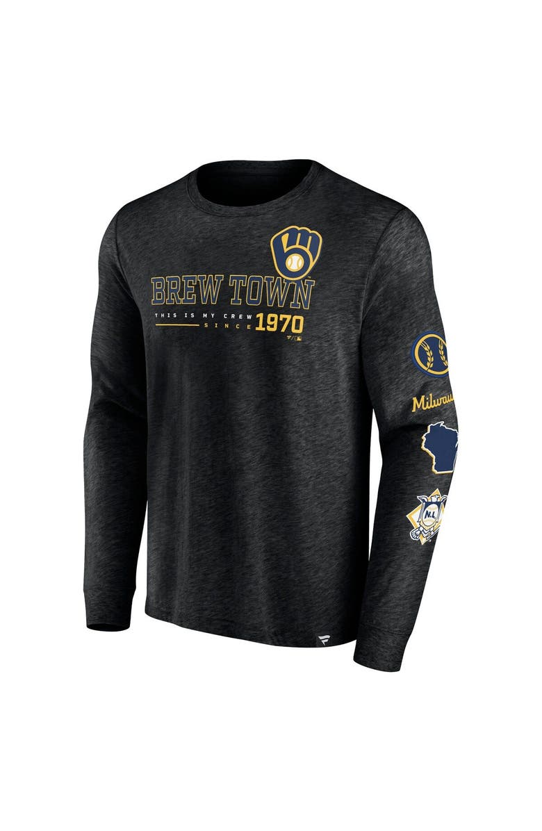 FANATICS Men's Fanatics Branded Black Milwaukee Brewers High Whip Pitcher Long Sleeve T-Shirt, Alternate, color,