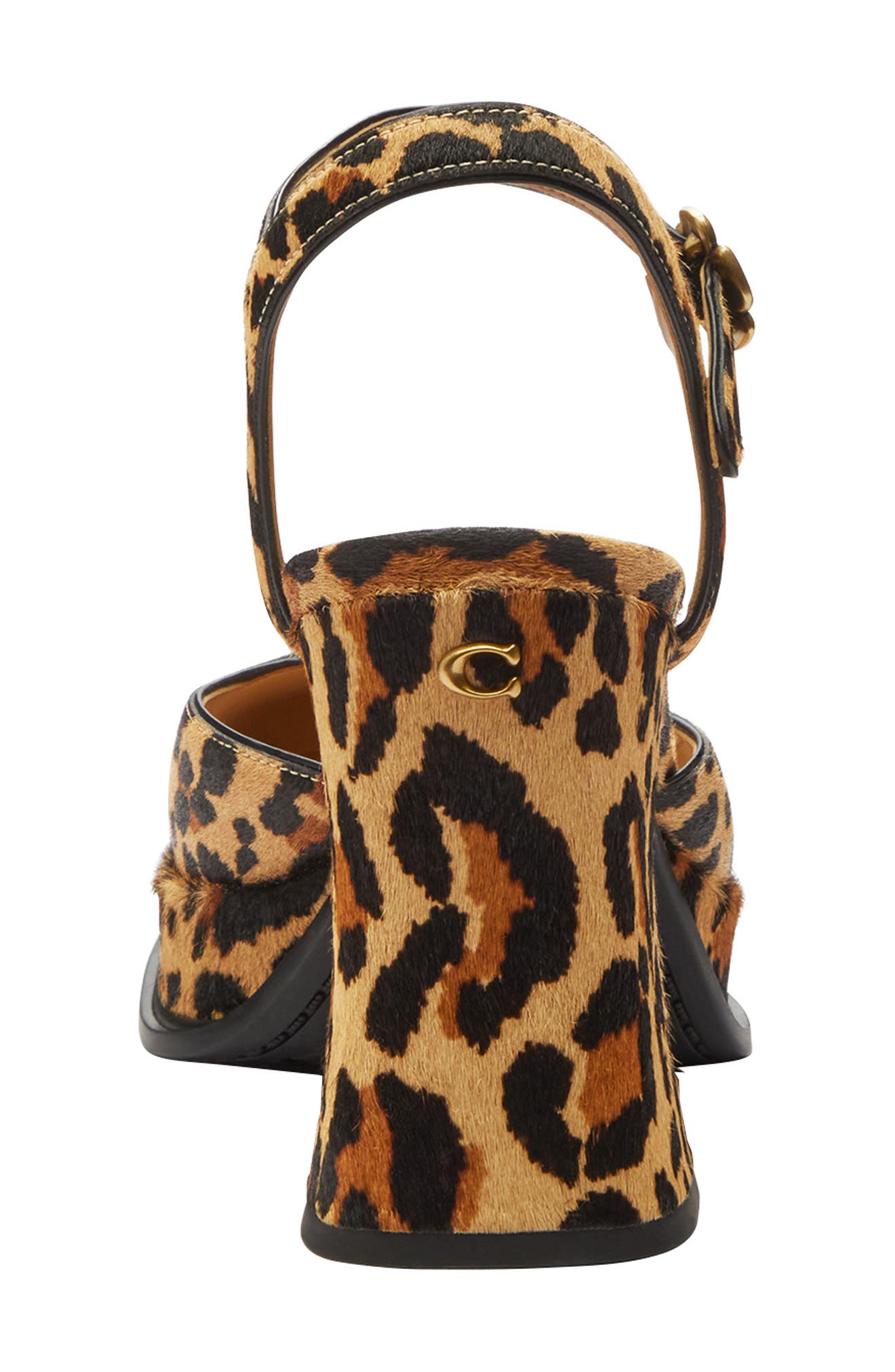 COACH Tea Rose Ankle Strap Genuine Calf Hair Platform Pump, Alternate, color, Natural Leopard