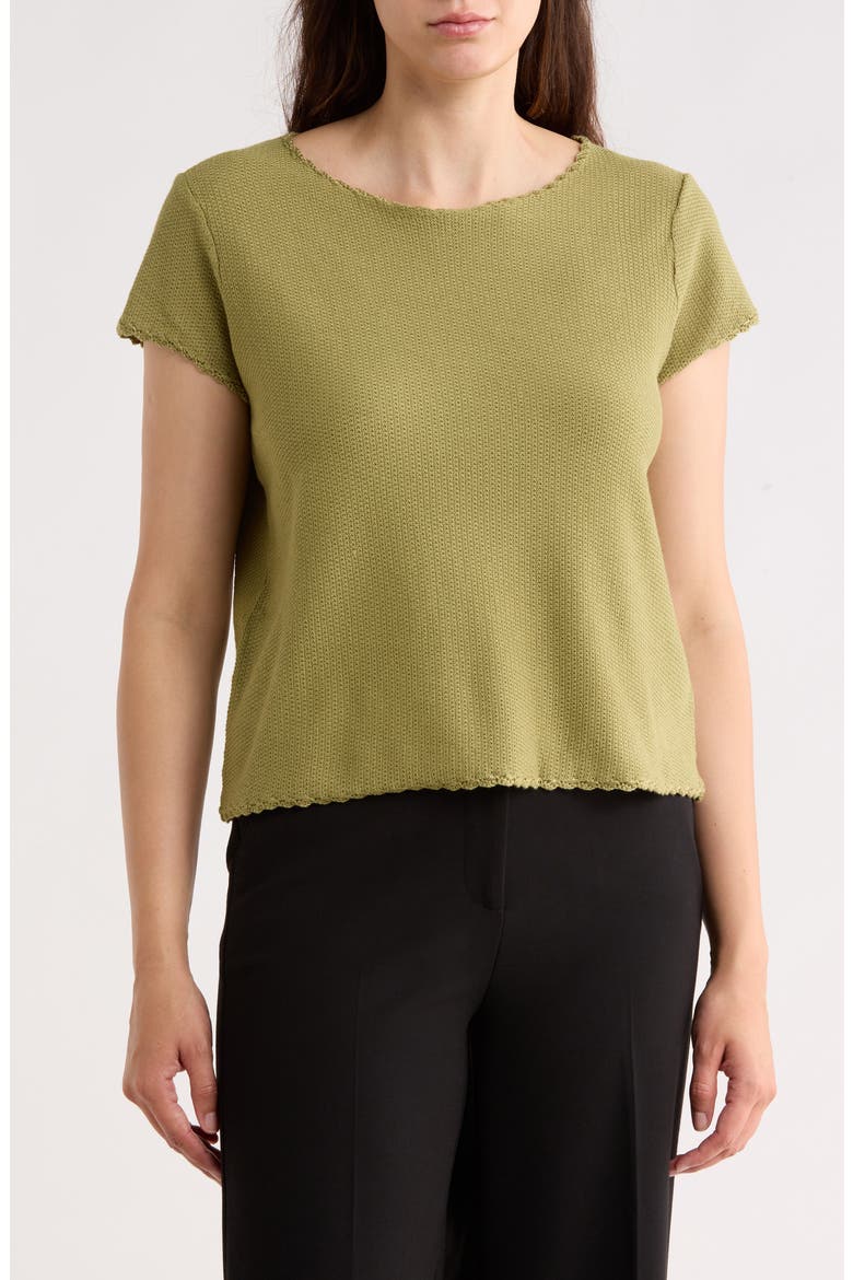 Boat Neck Cap Sleeve Seed Stitch Sweater, Main, color, GREEN OASIS