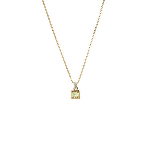 Yellow Citrine Square X Baguette Pendant Necklace
