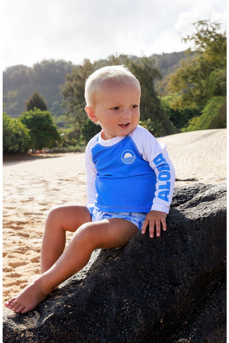 Kids' Surf's Up Long Sleeve Two-Piece Rashguard Swimsuit, Alternate, color, MARINA BLUE