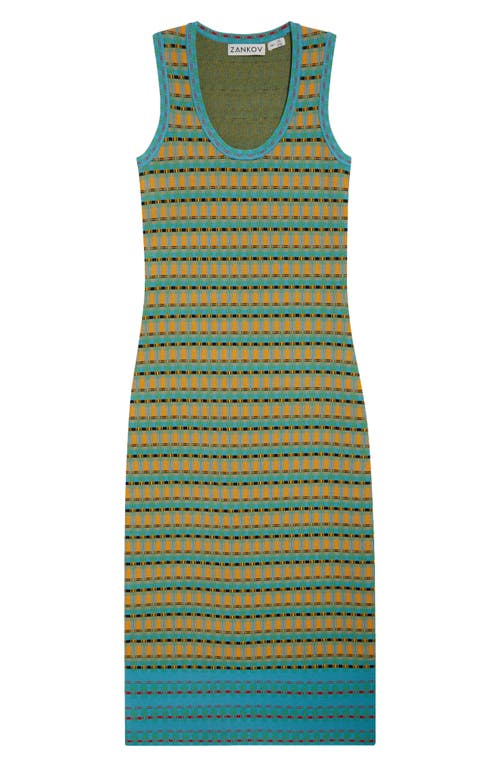 Zankov Juliette Jacquard Scoop Neck Body-con Dress In Satsuma Multi