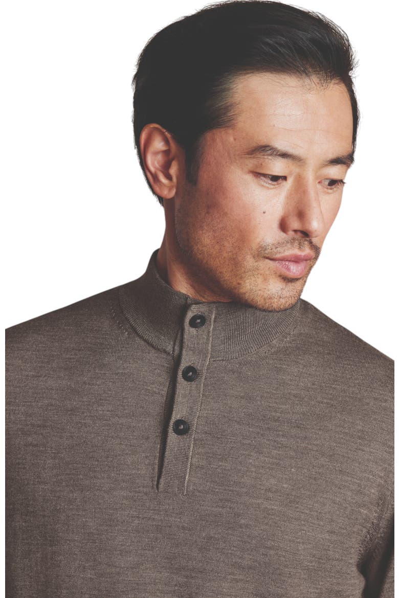Pure Merino Button Neck Sweater, Alternate, color, Mocha