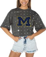 GAMEDAY COUTURE Women's Gameday Couture Gray Michigan Wolverines Go Time Rhinestone Crop T-Shirt