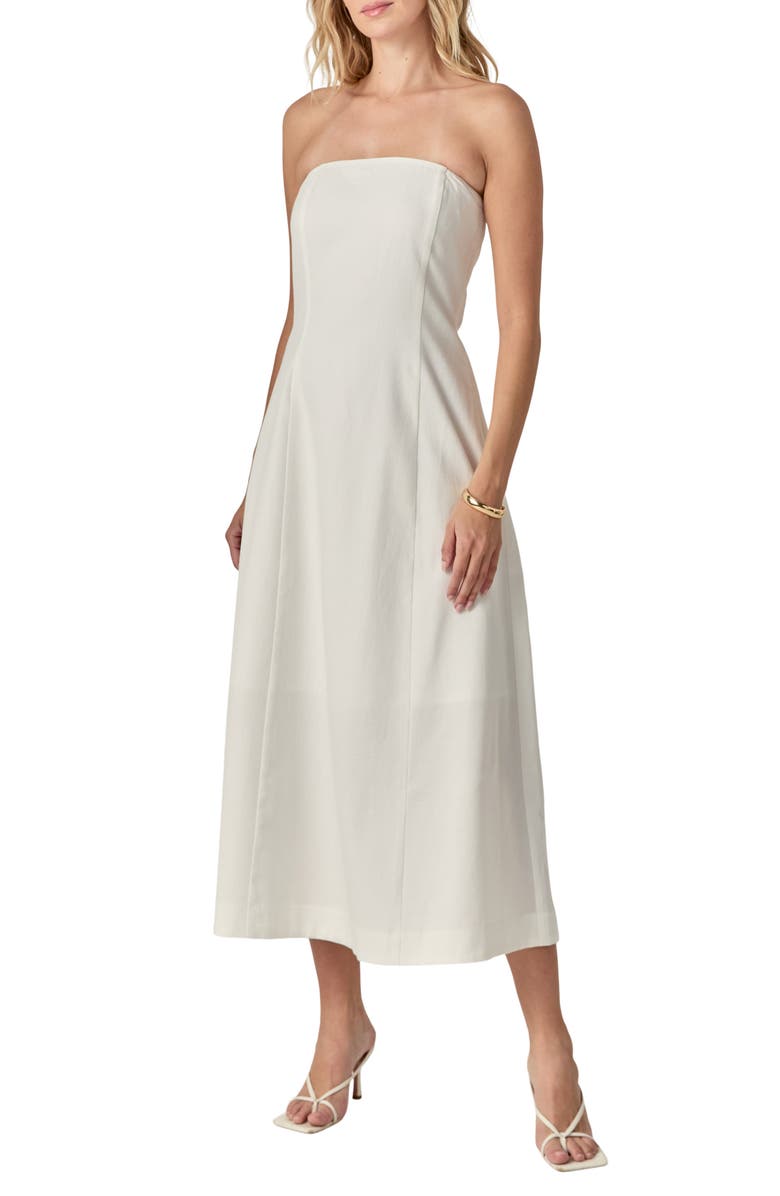 Endless Rose Strapless Linen Dress, Alternate, color, White