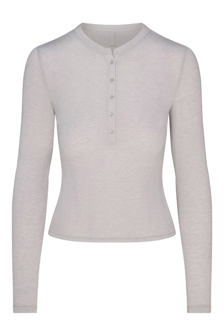 Sheer Modal Henley, Alternate, color, HEATHER GREY