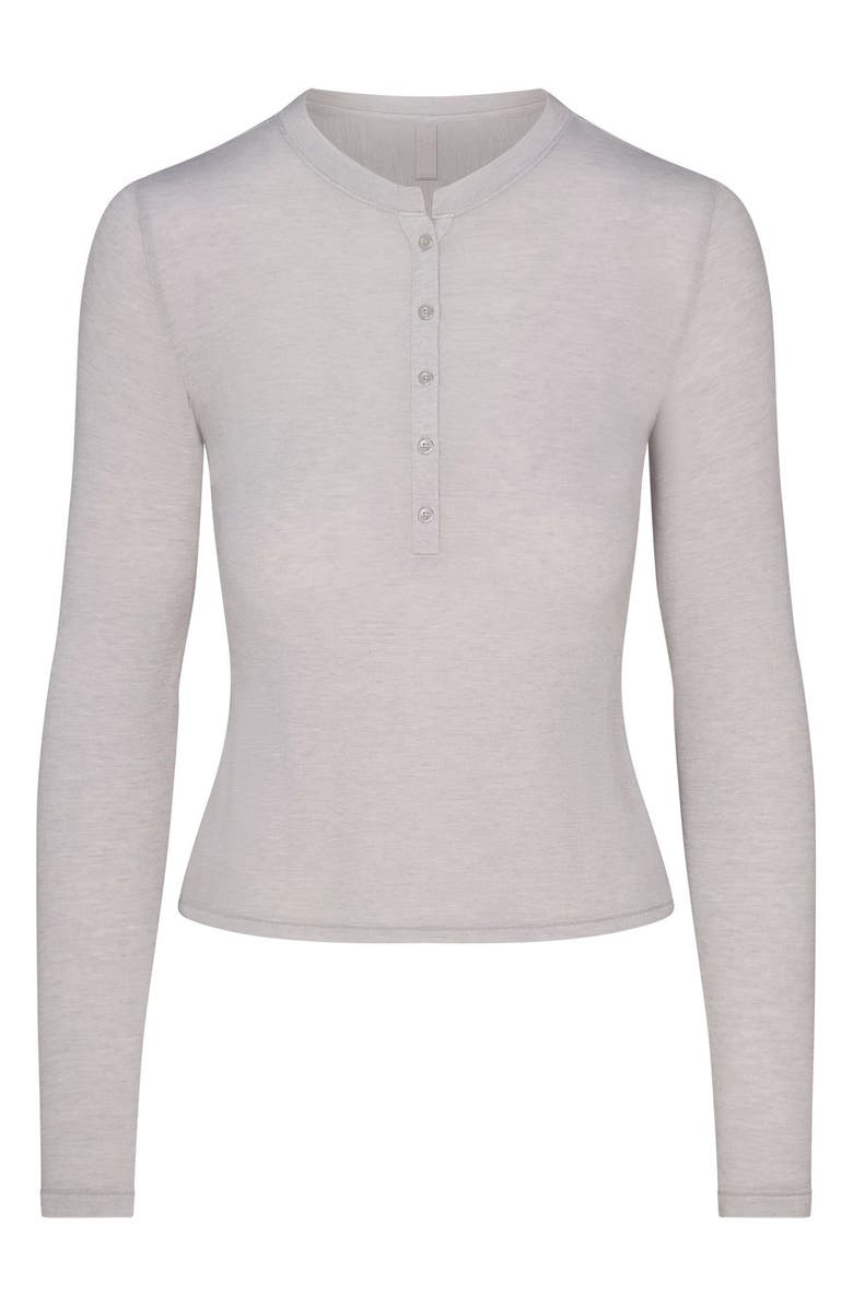 SKIMS Sheer Modal Henley, Alternate, color, Heather Grey