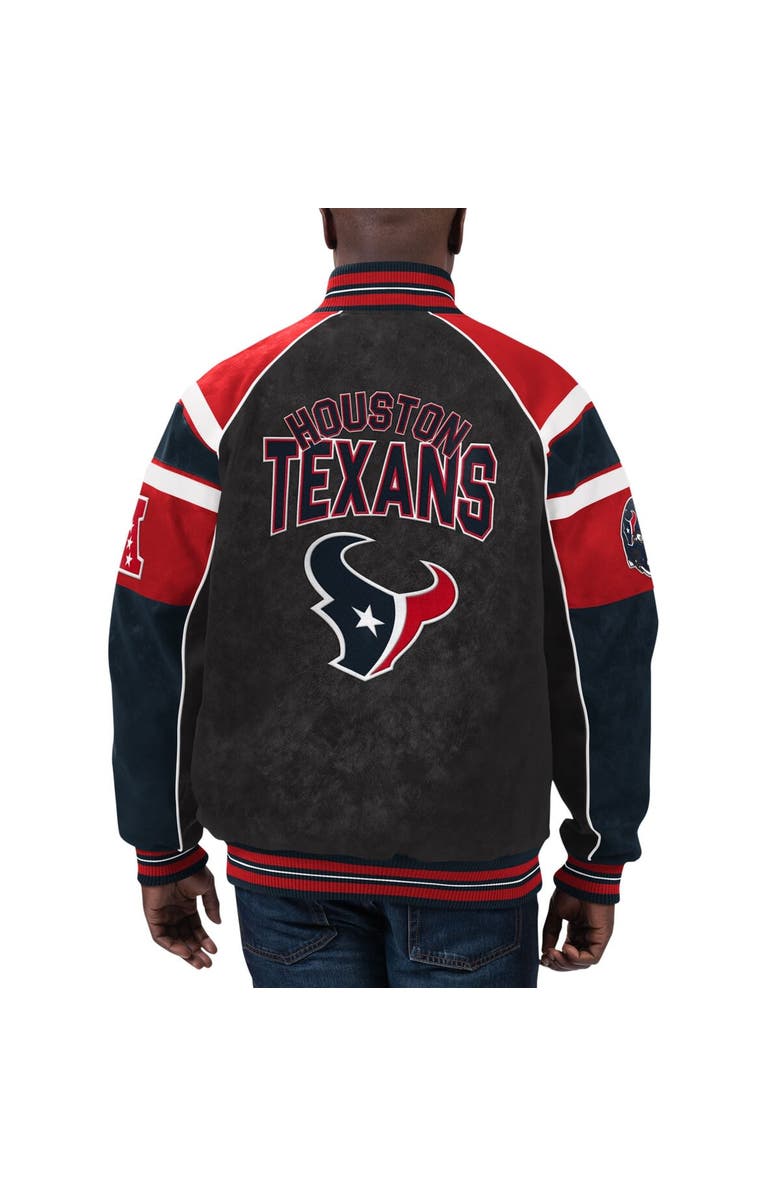 G-III SPORTS BY CARL BANKS Men's G-III Sports by Carl Banks  Black Houston Texans Faux Suede Raglan Full-Zip Varsity Jacket, Alternate, color, 
