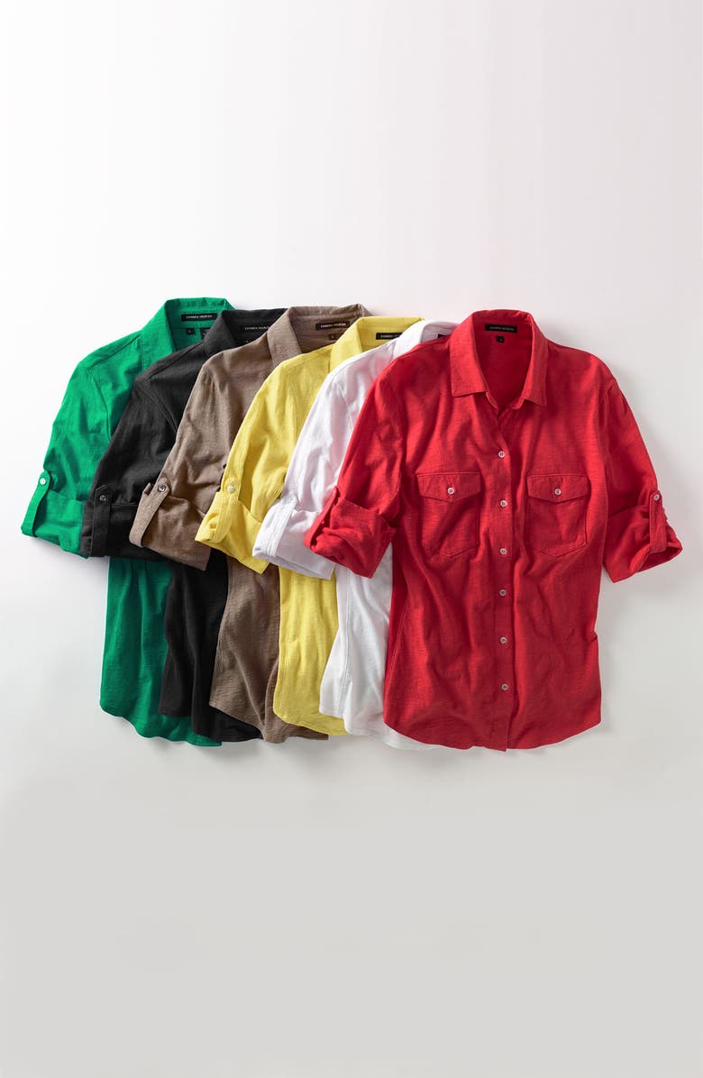 Sandra Three Quarter Roll Sleeve Knit Shirt, Main, color,