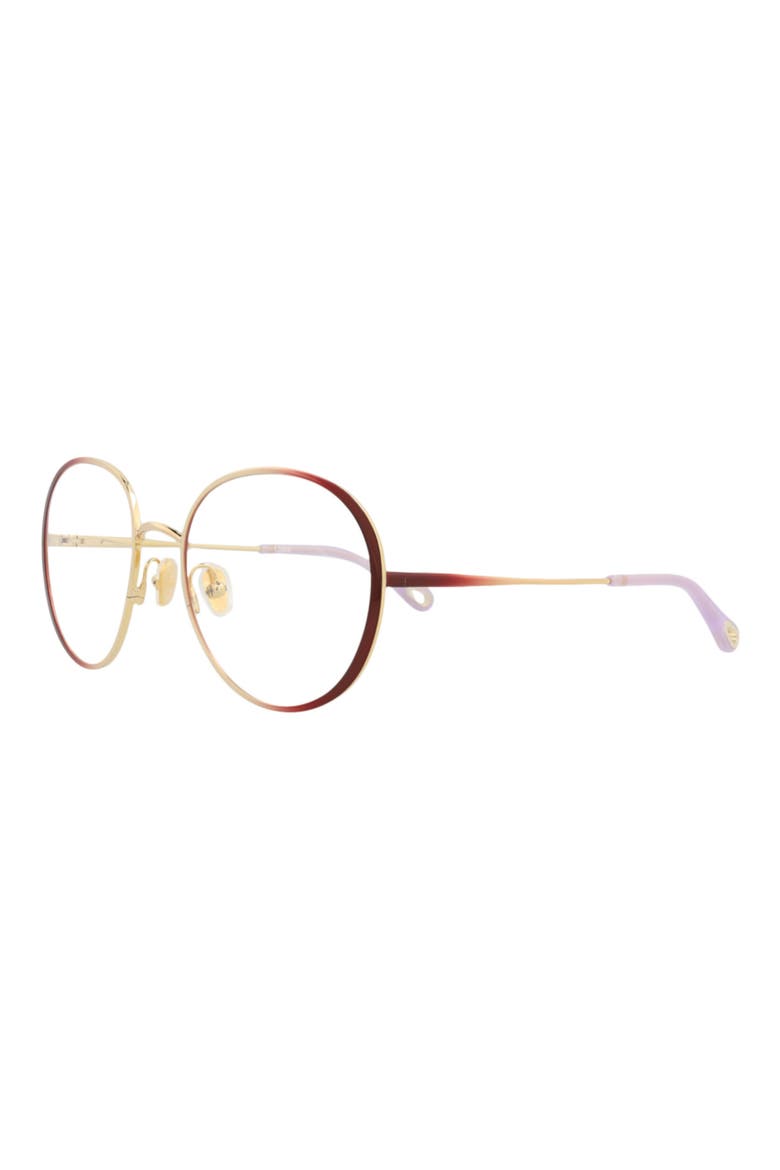 56mm Round Optical Glasses, Alternate, color, BURGUNDY BURGUNDY TRANSPARENT
