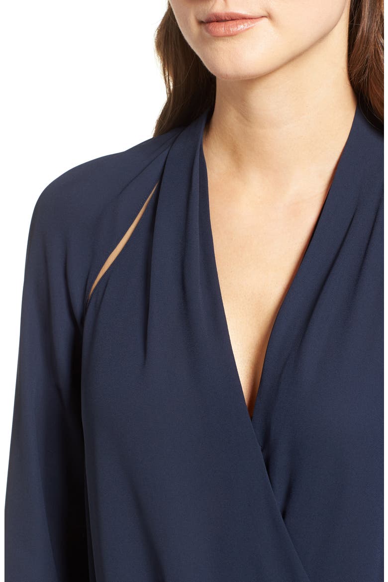 Cutout Surplice Top, Alternate, color, NAVY NIGHT
