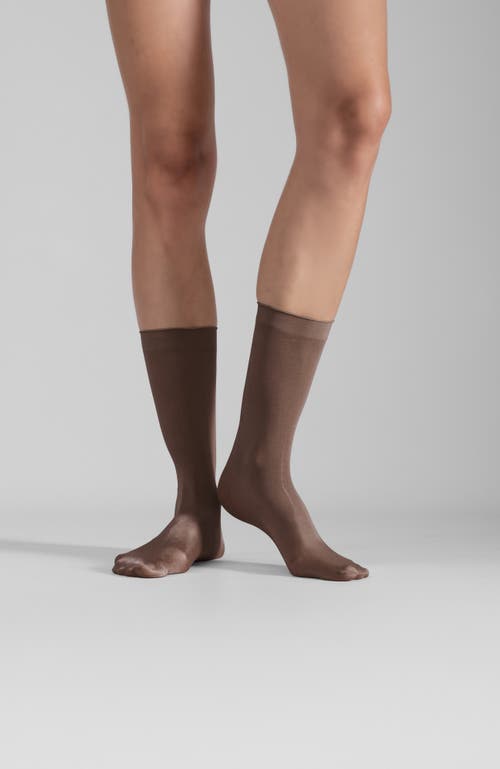 Lechery ® 2-pack Lustrous Silky Sheer Crew Socks In Cocoa