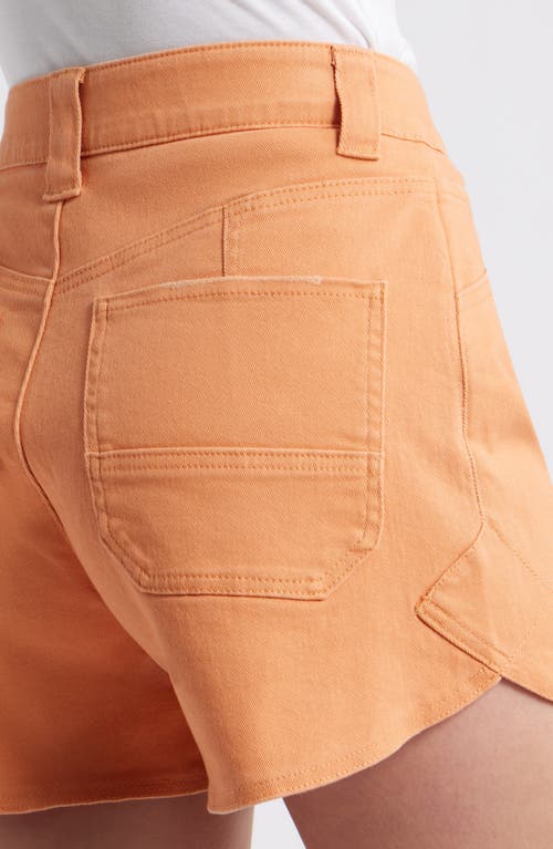 Wit & Wisdom Skyrise High Waist Dolphin Hem Denim Shorts In Orange