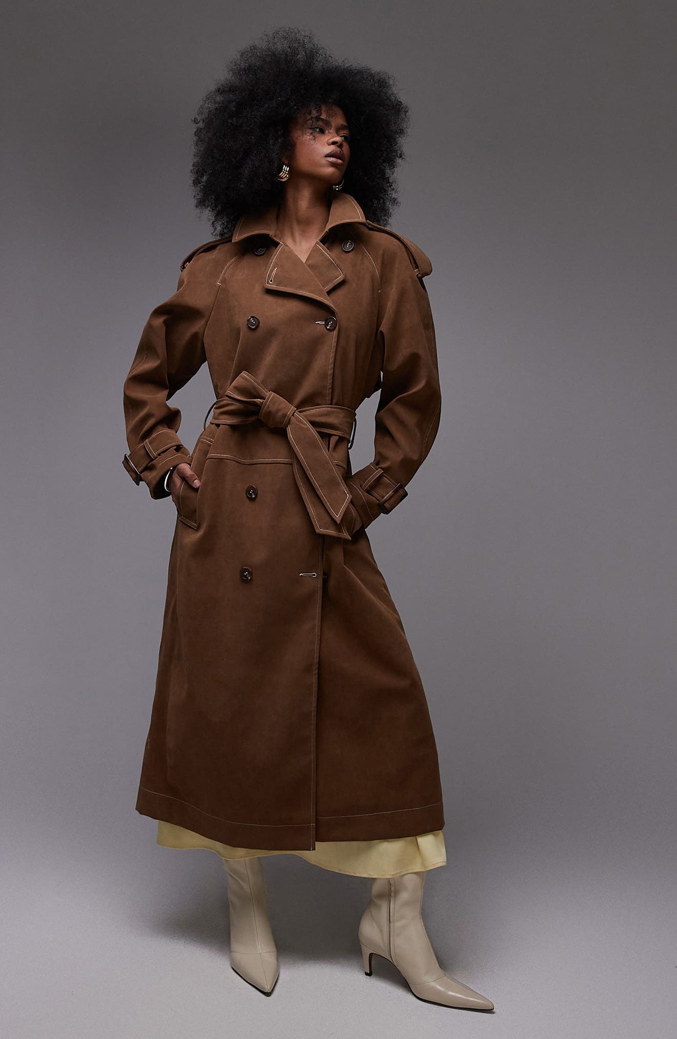 double breasted tie waist trench coat topshop