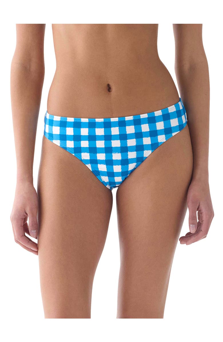 Kate Spade New York Gingham High Cut Bikini Swim Bottom Swimsuit, Main, color, Santorini Blue