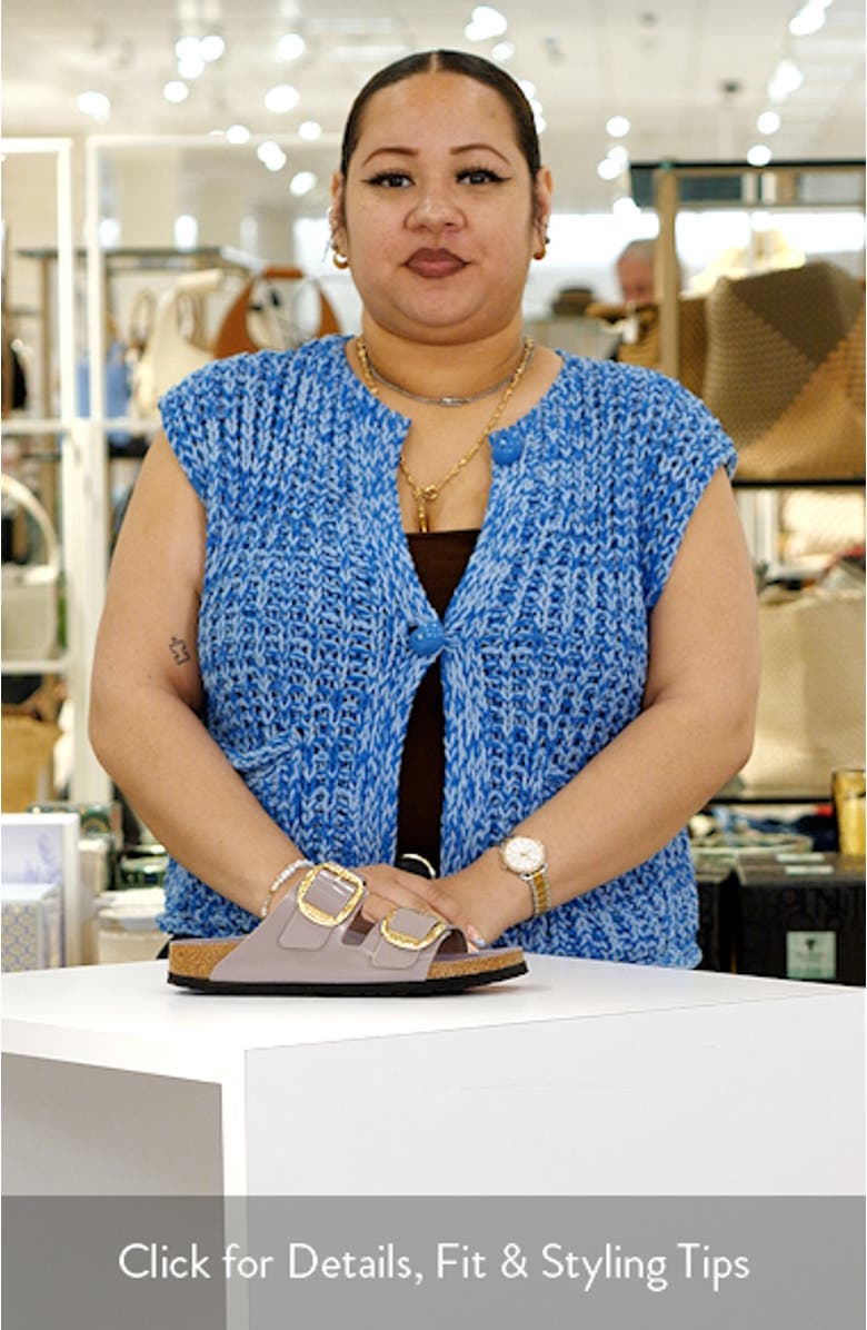 Arizona Raffia Big Buckle Slide Sandal, sales video thumbnail