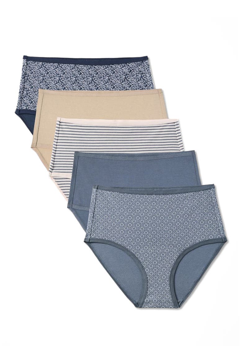 Everyday High Rise Brief 5-Pack Made With Organic Cotton, Alternate, color, Dawn Sky
