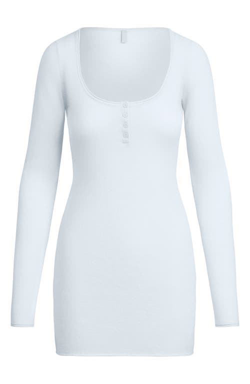 Skims Long Sleeve Cashmere Henley Minidress In Yellow