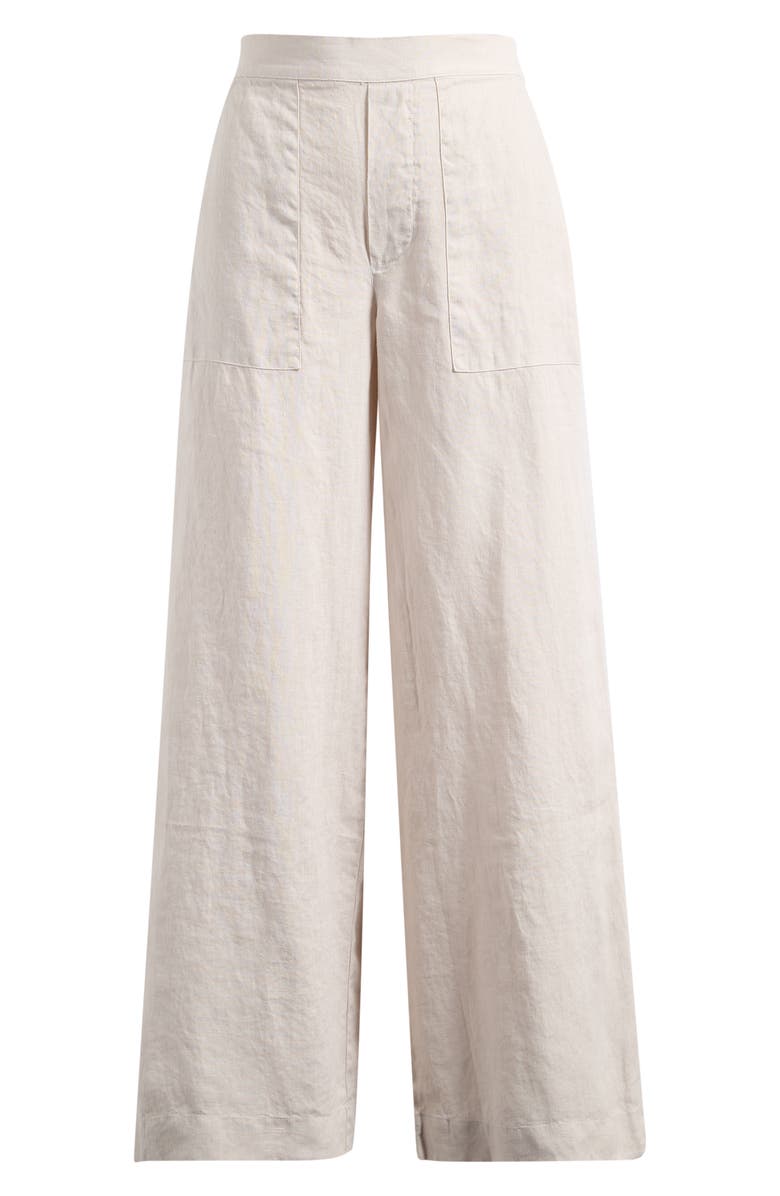 Frank & Eileen Madeline Patch Pocket Pull-On Linen Pants, Main, color, Sand