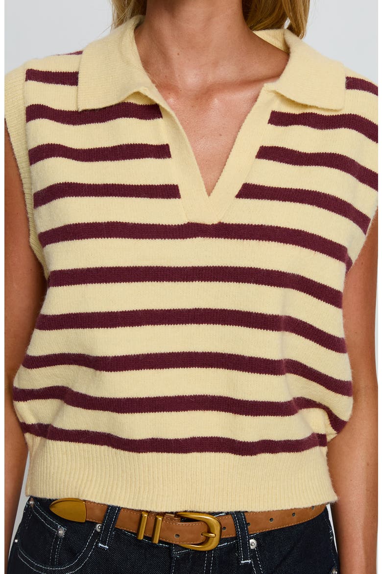 Yuliya Stripe Sweater Vest, Alternate, color, LEMON / BURGUNDY STRIPE